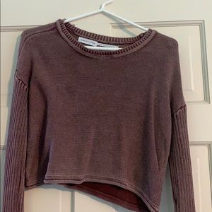 urban outfitters cropped maroon wash sweater